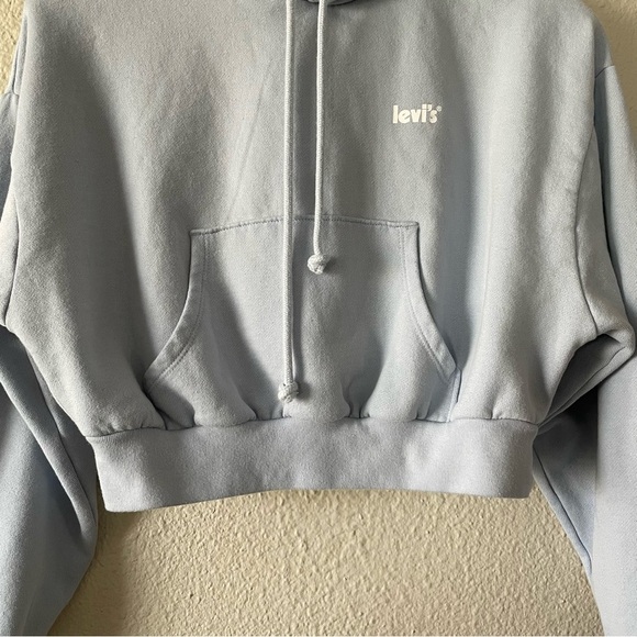 Levi's Laundry Day Cropped Hoodie Sweater Women’s XS Blue Relaxed Fit Skater - Picture 6 of 11